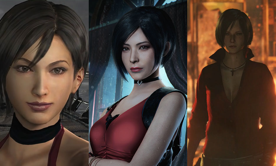 Three images of Resident Evil 2's Ada Wong