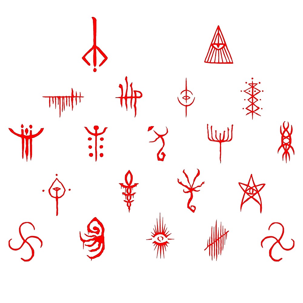 Red Bloodborne glyphs