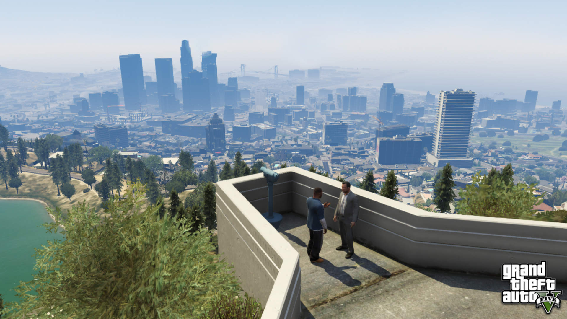 Grand Theft Auto V screenshot looking over the city