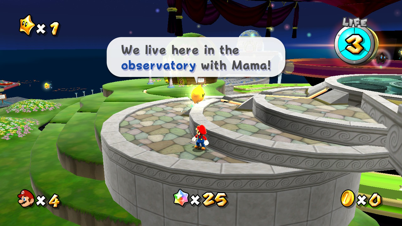 A Luma saying "We live here in the observatory with Mama!"