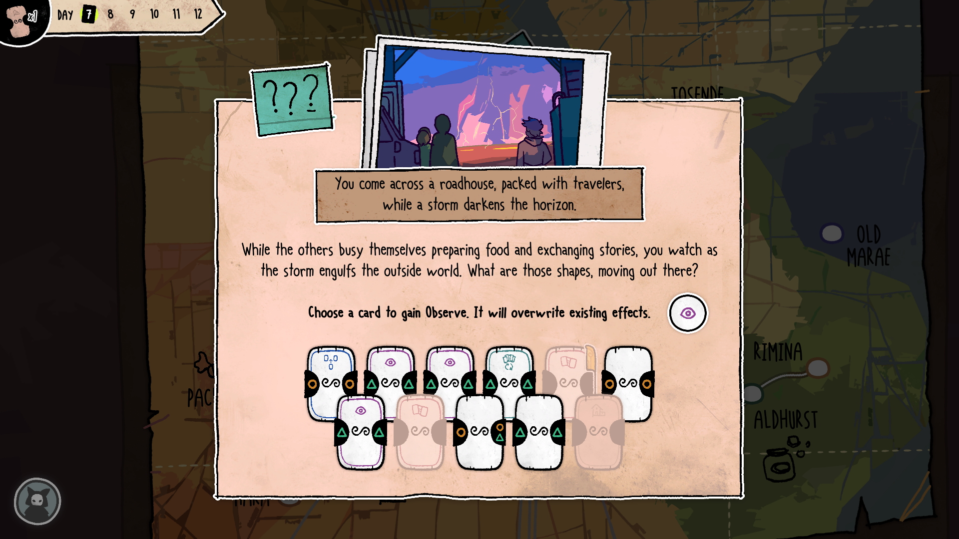 Screenshot of an in-game event where the player chooses a new card and discards an old one