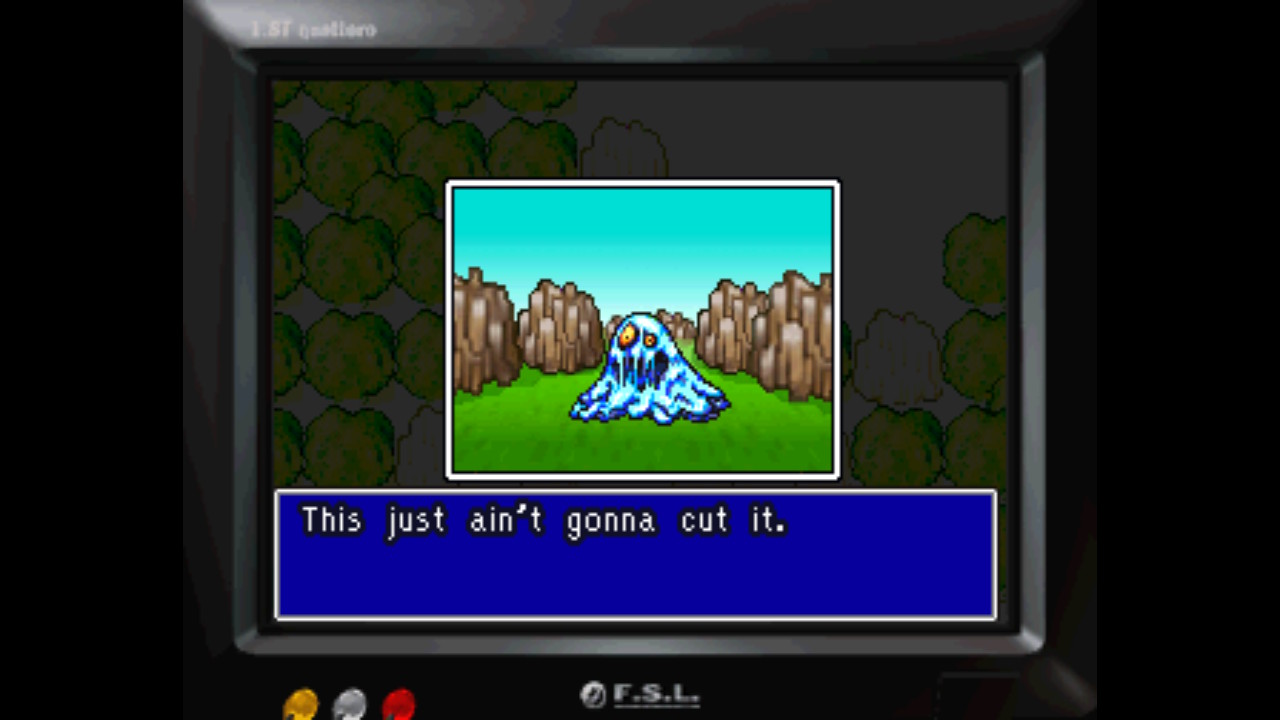 The Slime from Moon's intro. It's blue and there's a retro RPG style UI