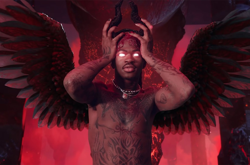 Screenshot of Lil Nas X dressed as Satan from the Montero video