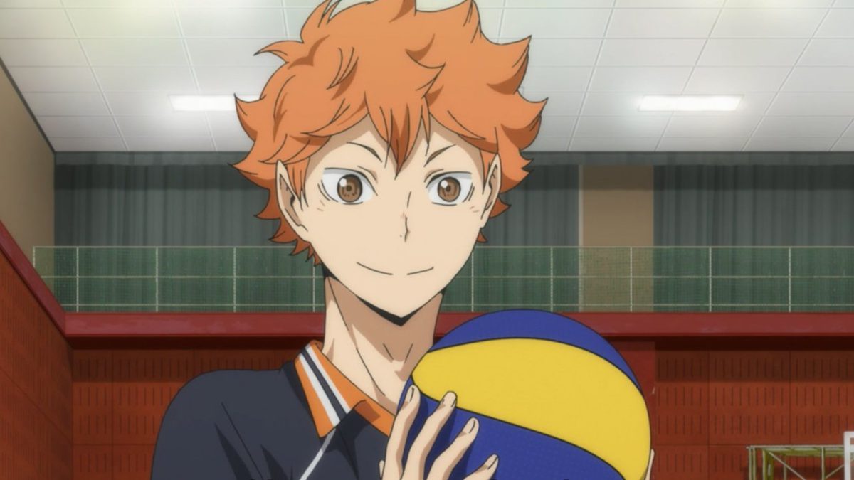 Haikyu protagonist Shoyo Hinata holding a volleyball