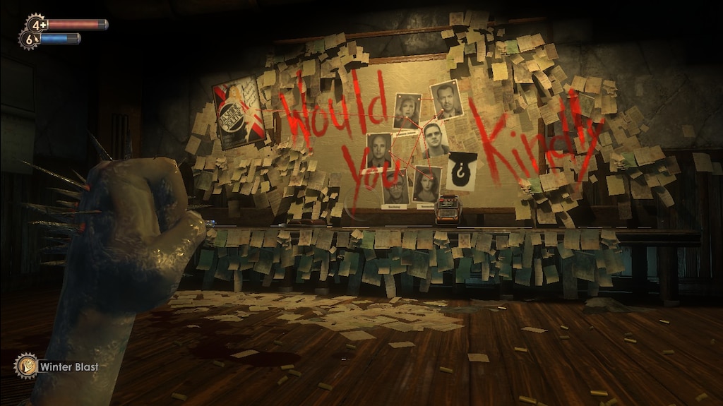 Screenshot of Andrew Ryan's wall in Bioshock that says would you kindly