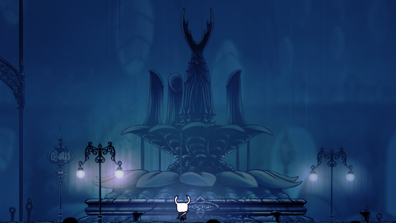 The Knight standing in front of the fountain in the City of Tears