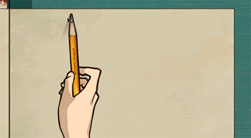 Gif of a pencil going across paper to create a sketch of an old man