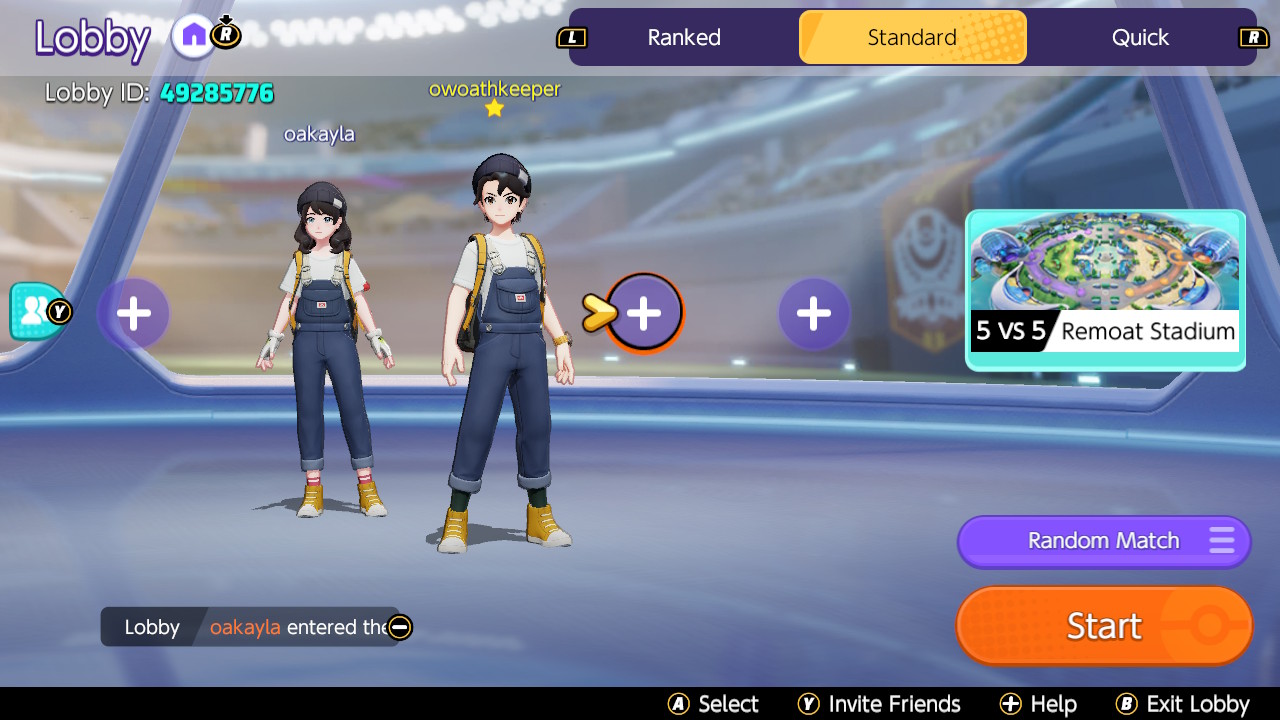 A screenshot of the team screen in Pokémon Unite
