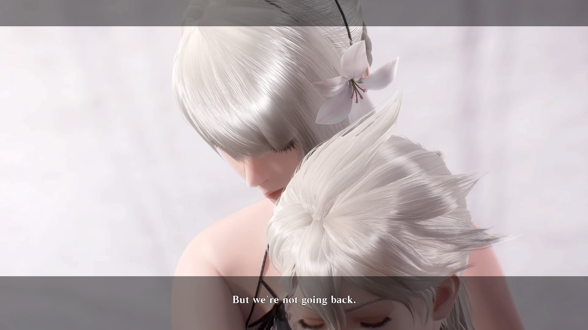 Kaine hugging Nier's shoulders and saying "but we're not going back"