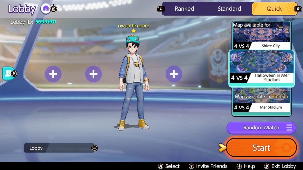 Ty's Pokémon Unite avatar in the queue for a match