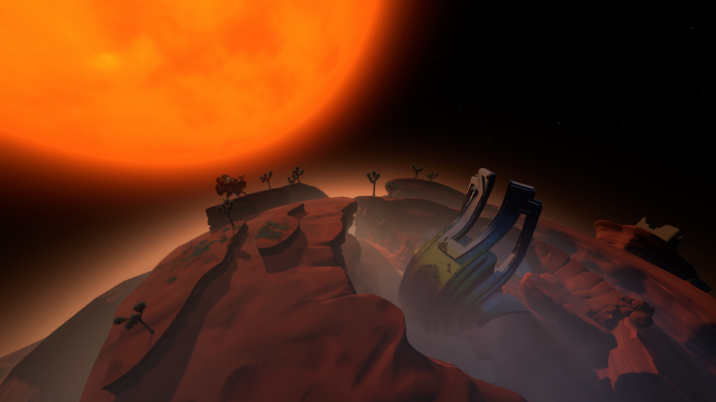 The escape pod in Outer Wilds heading towards the sun