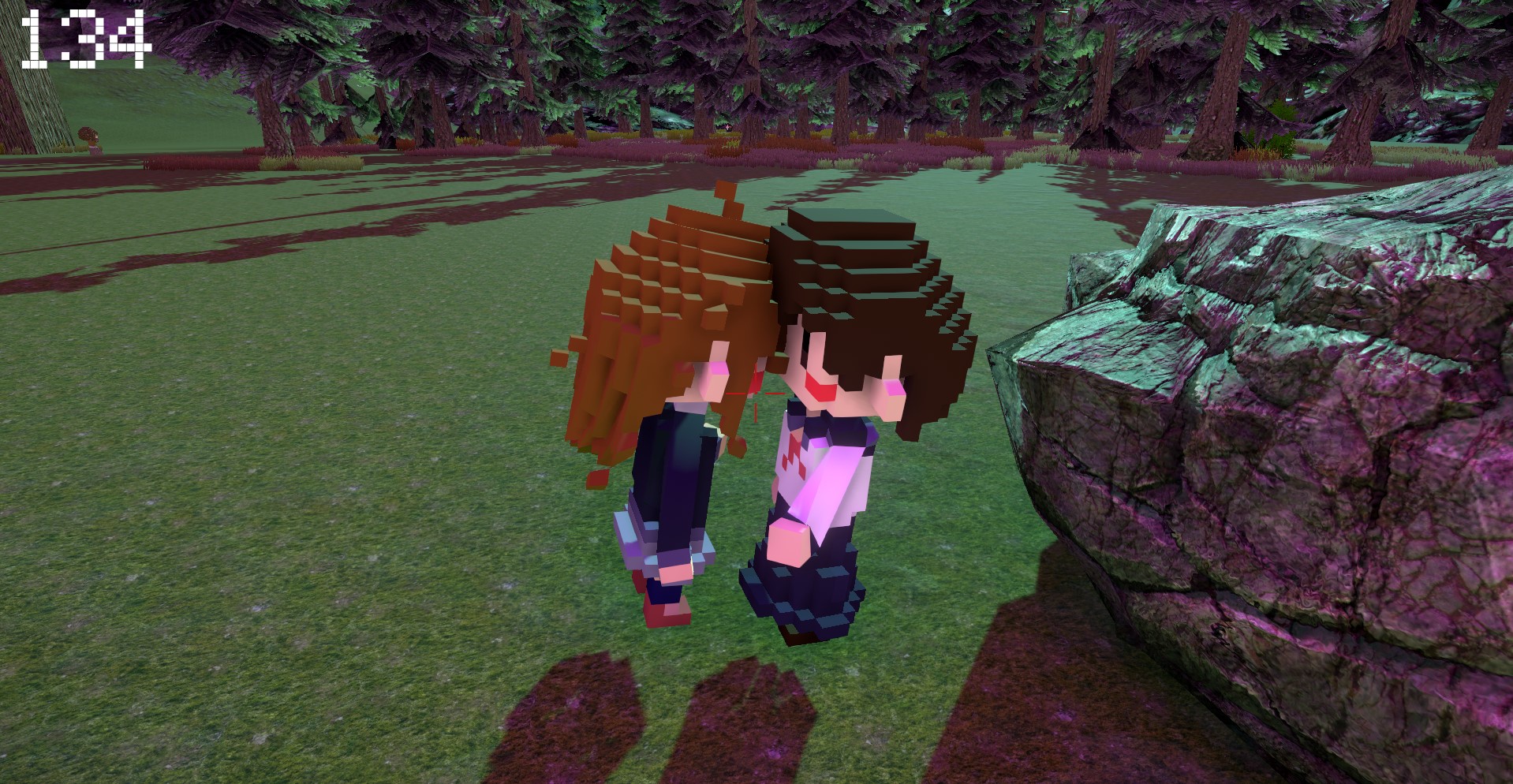 Screenshot of the Programmer dating game where two characters are kissing