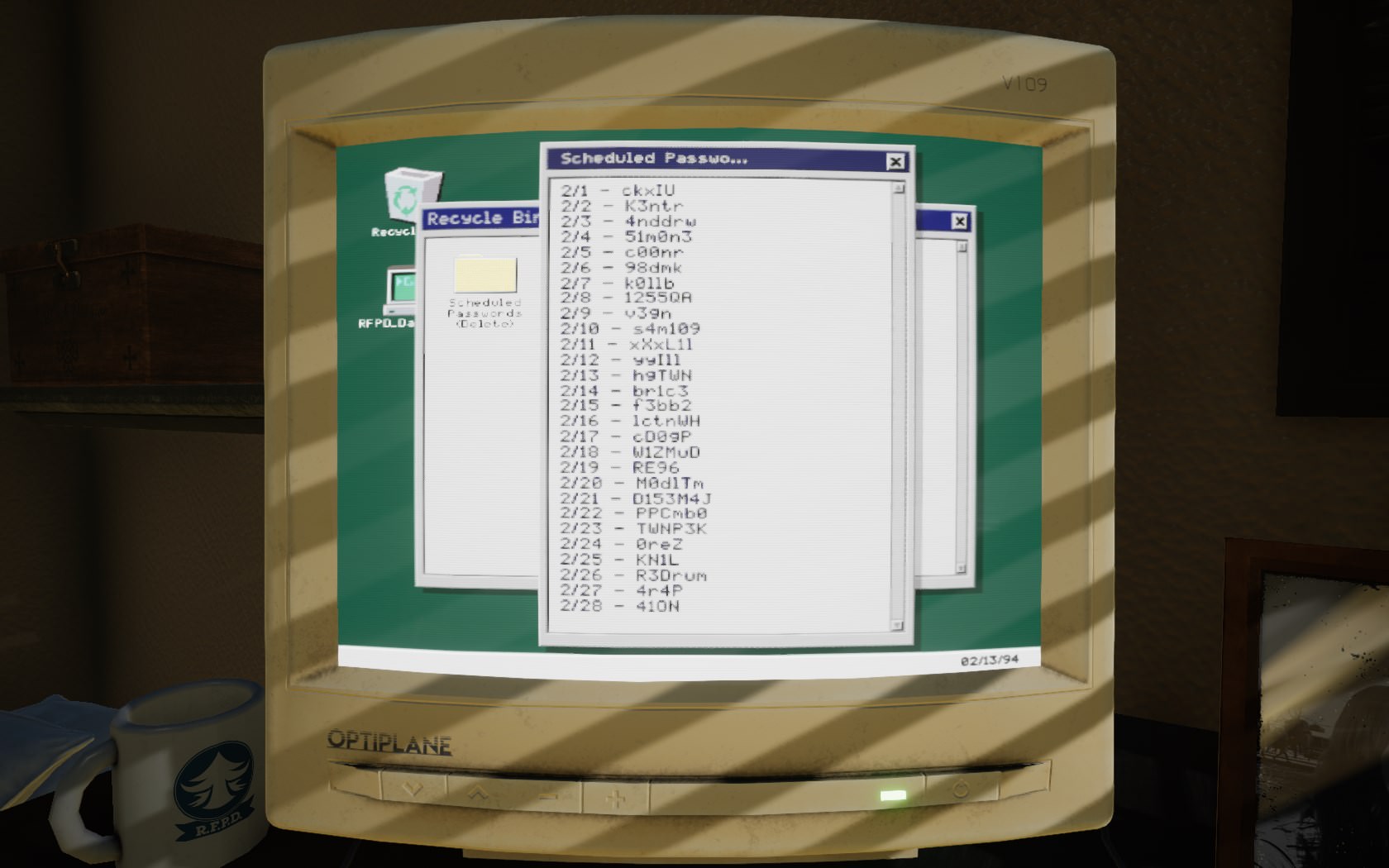 Screenshot of a CRT monitor with computer files on it from Location Withheld
