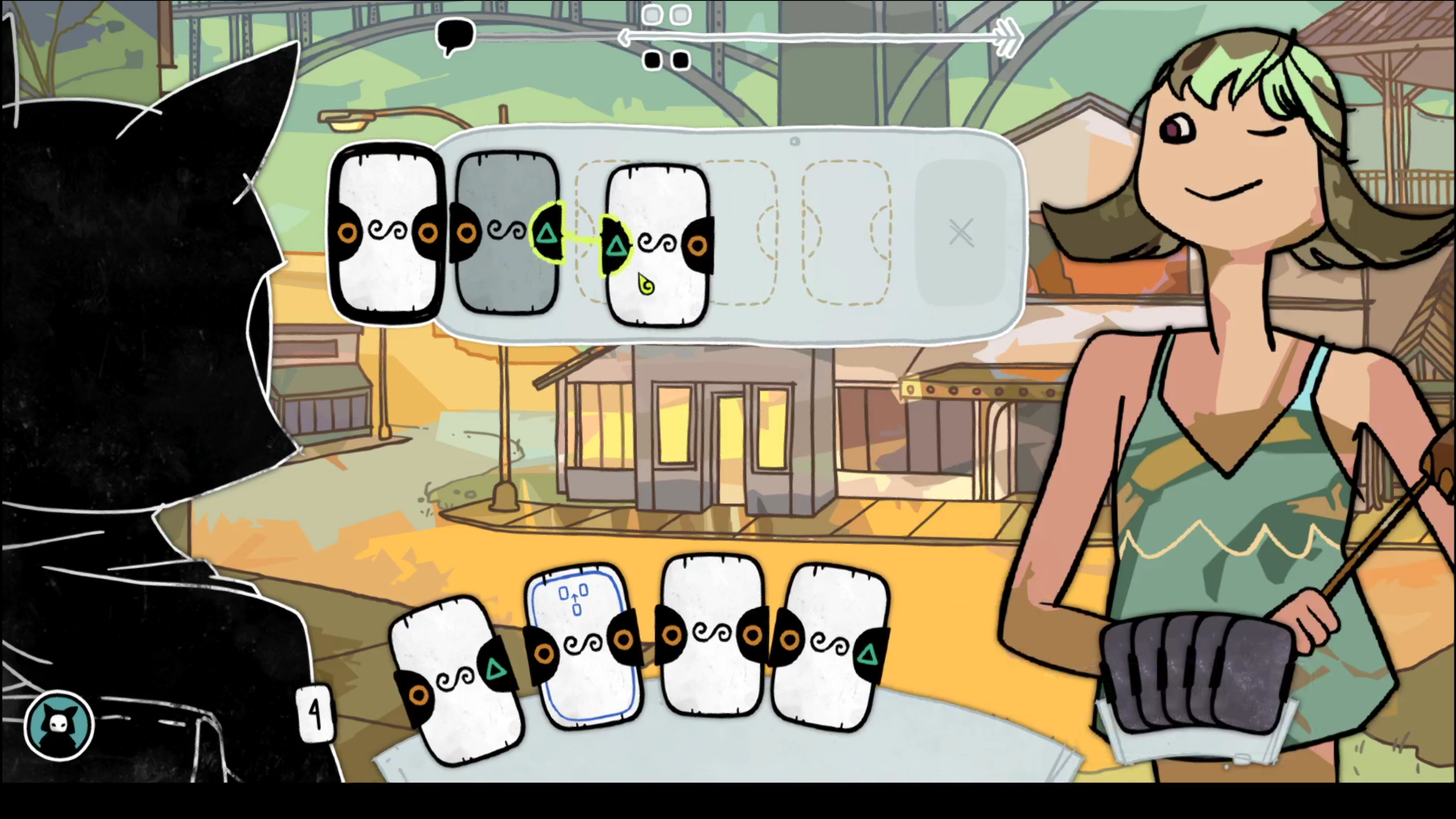 Screenshot of Sign of the Sojourner's card conversation system