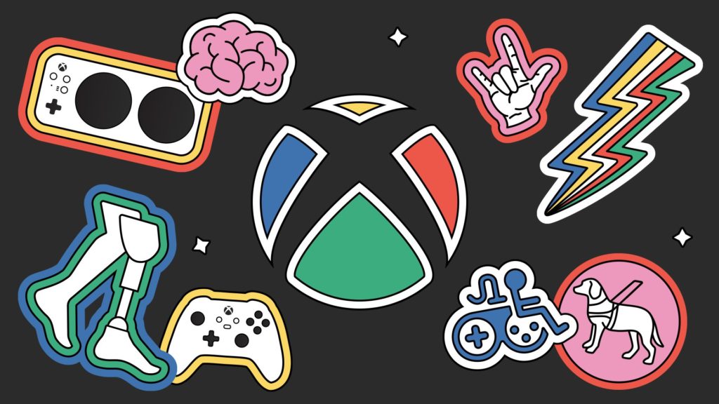 The Xbox Disability Pride graphic featuring the Xbox logo and several accessibility/mobility aids