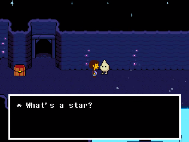 Screenshot from Undertale of the protagonist asking "what's a star?"