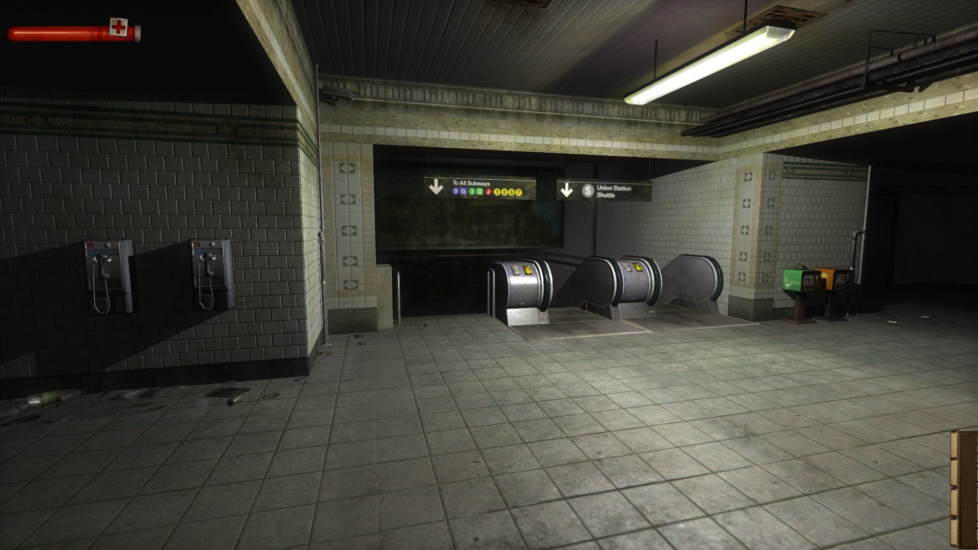 Screenshot from Condemned of a subway escalator