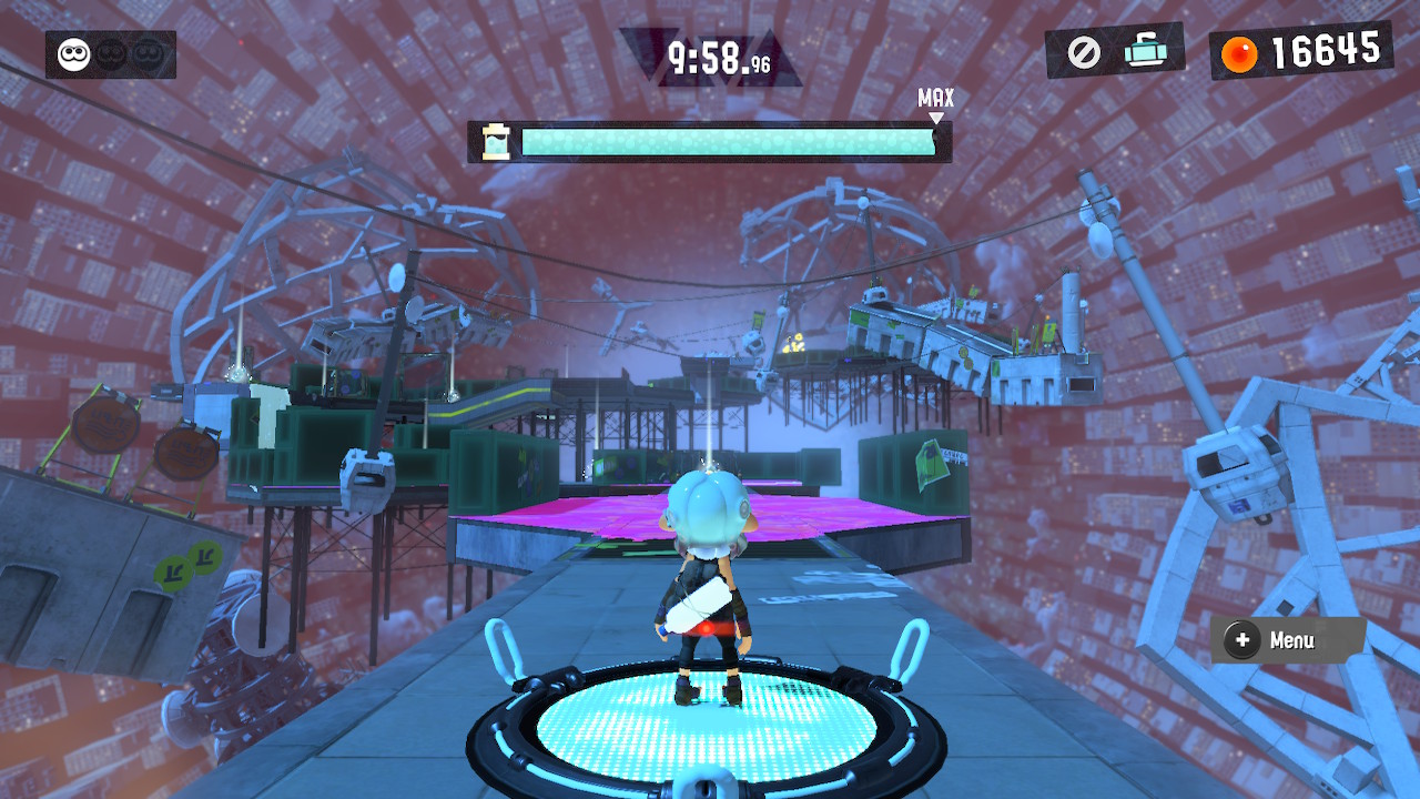 Screenshot of a level in Splatoon 3's single player campaign 