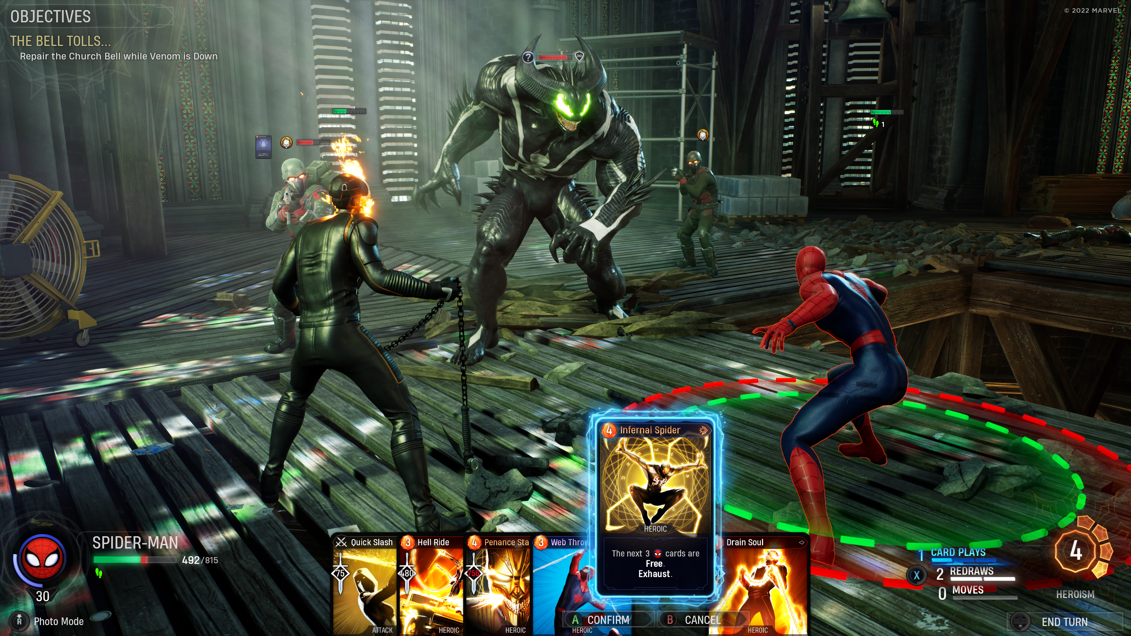 Screenshot of Ghost Rider and Spider-Man fighting Venom