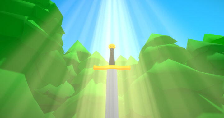 Screenshot from The one who pulls the sword out will be crowned king of a sword surrounded by light