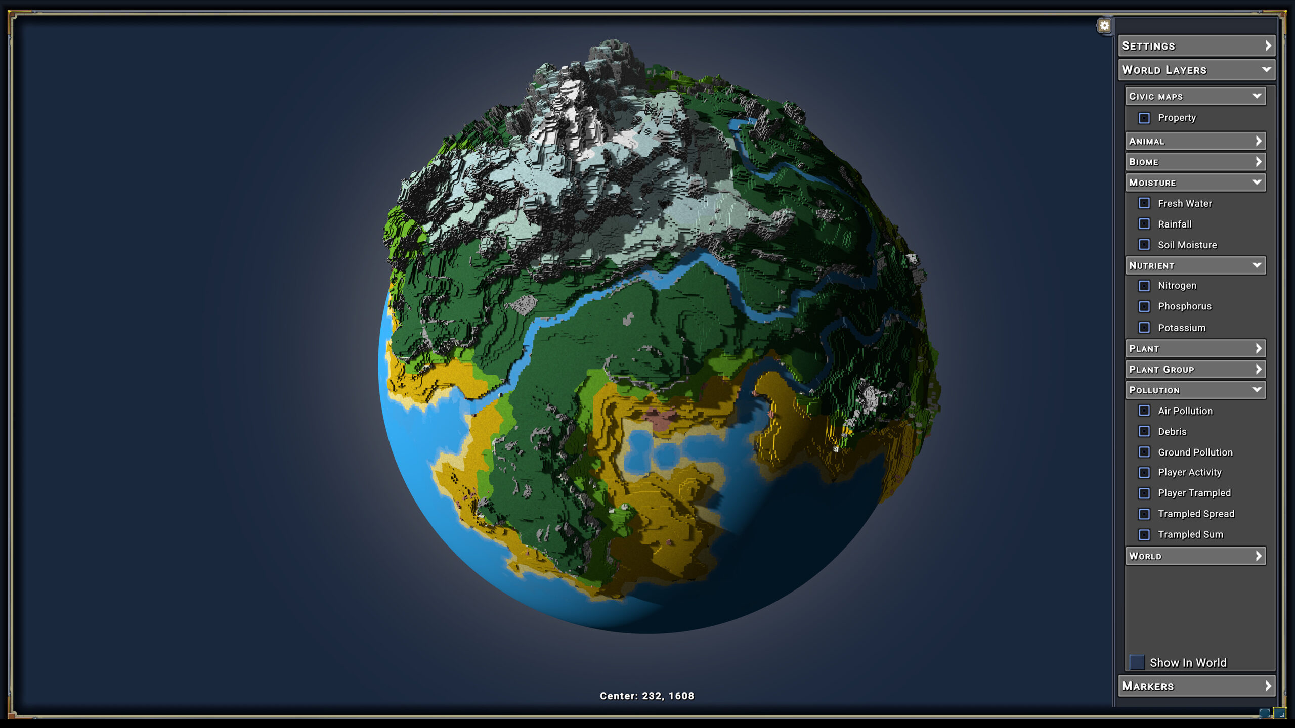 Screenshot of the earth in Eco