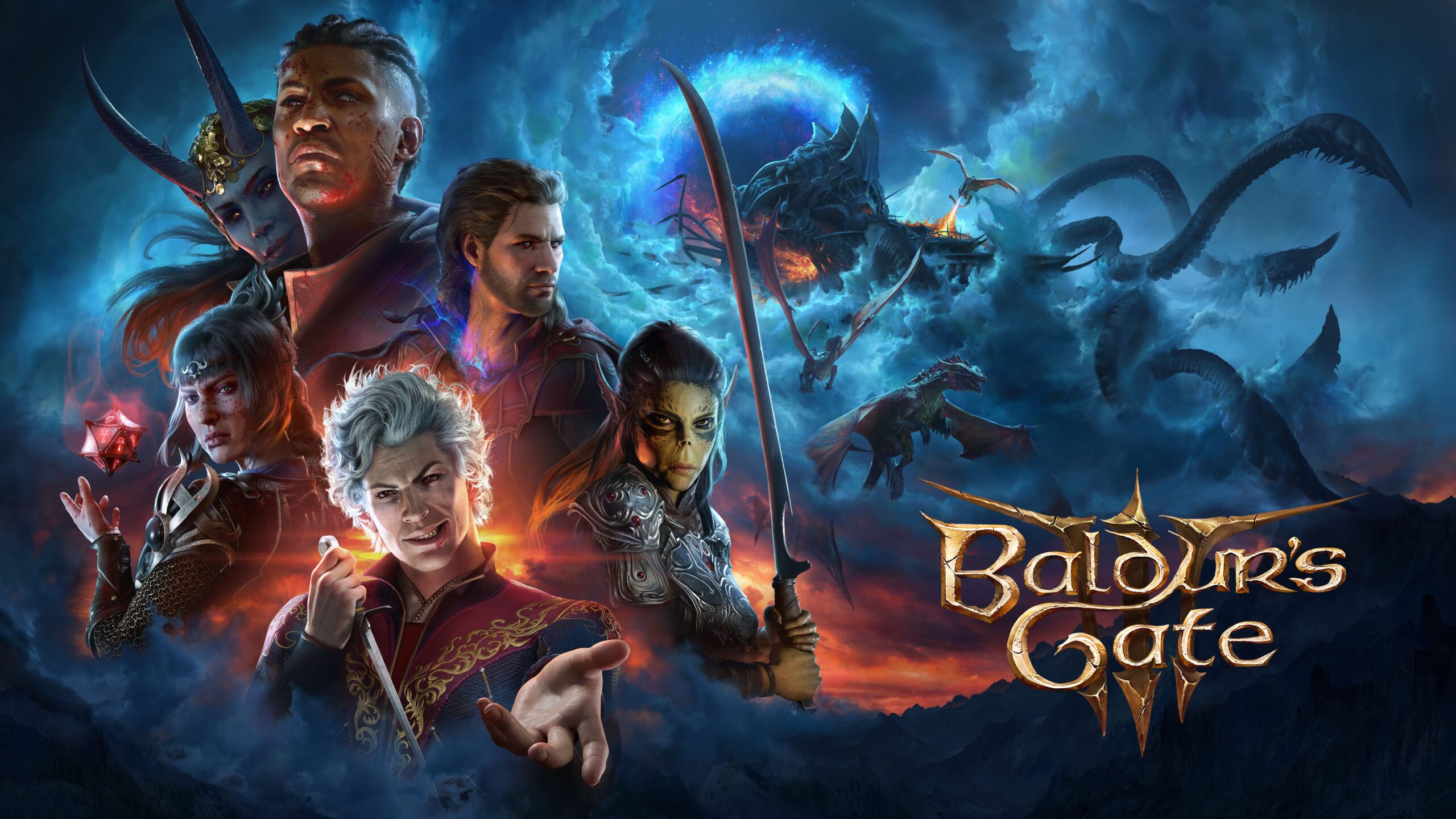 Baldur's Gate 3 key art featuring the companion characters