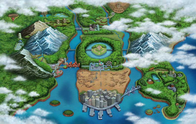 Screenshot of the map in Pokémon Black and White