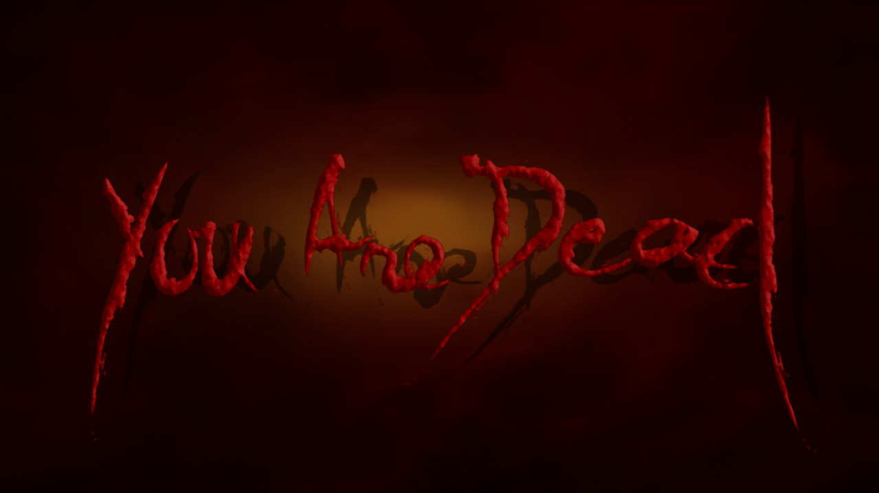Resident Evil 4 game over screen that says "you are dead" in red text